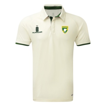 Bradfield CC - Ergo Cricket Shirt - Short Sleeve - Green Trim - Juniors